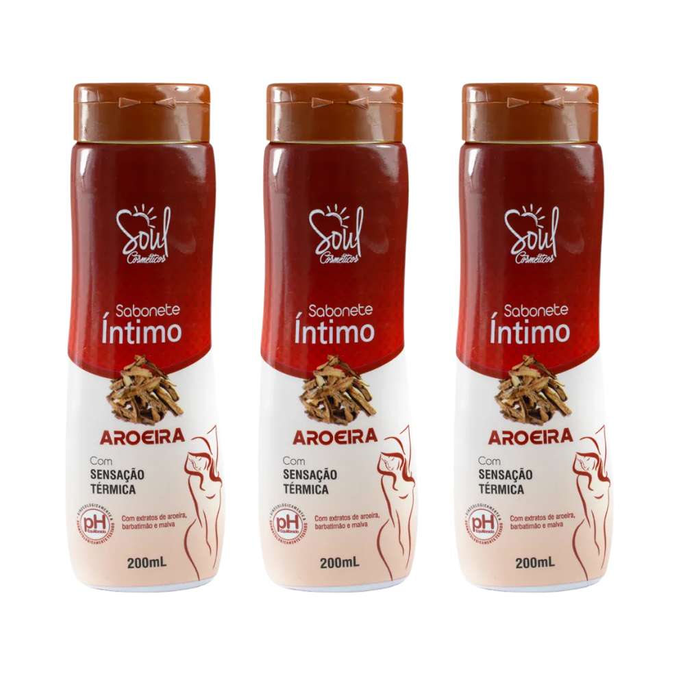 Kit 3 Sabonete Liquido Íntimo Soul Aroeira 200ml