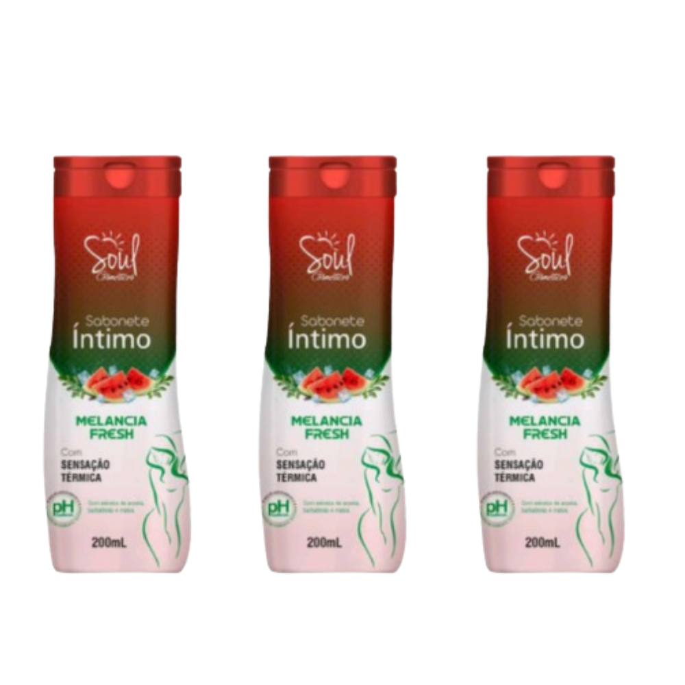 Kit 3 Sabonete Liquido Íntimo Soul Melancia Fresh 200ml
