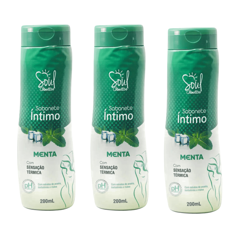 Kit 3 Sabonete Liquido Íntimo Soul Menta 200ml