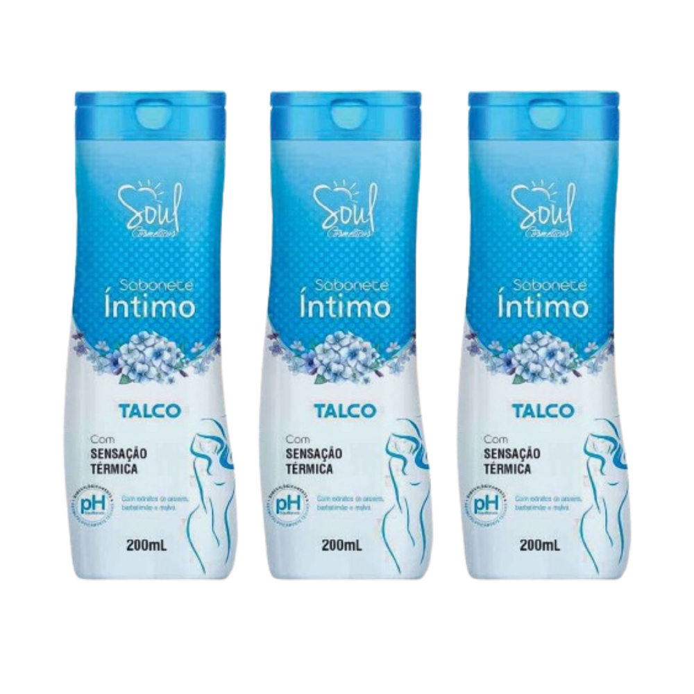 Kit 3 Sabonete Liquido Íntimo Soul Talco 200ml