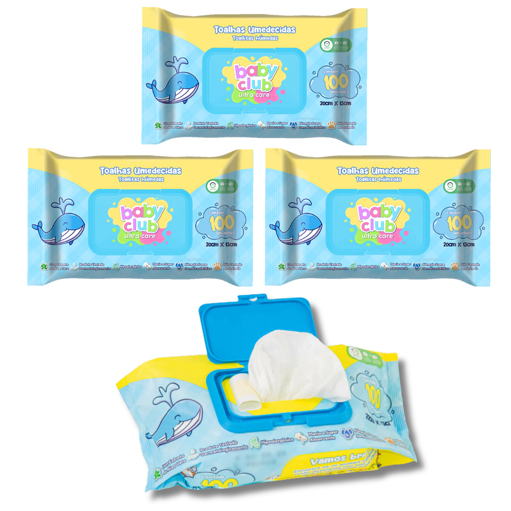 KIT 4 Toalha Umedecida Baby Club c/100