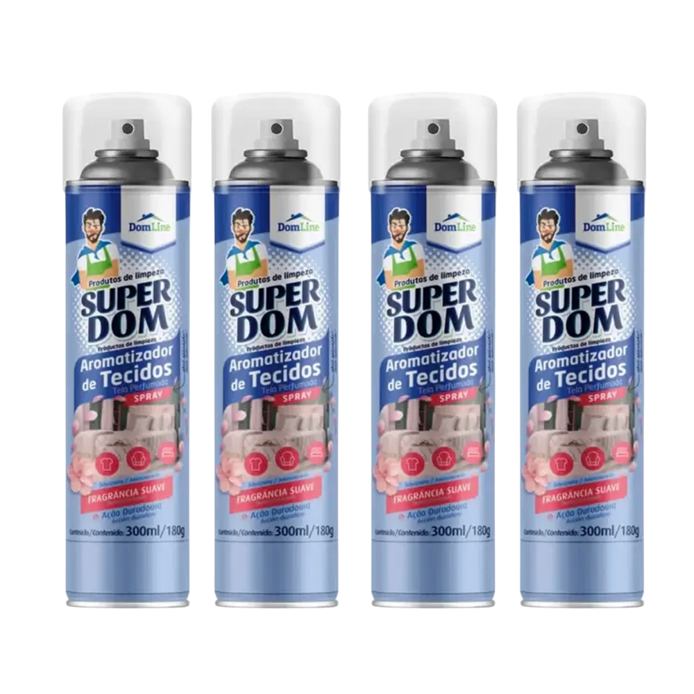 Kit 4 Aromatizador de Tecidos Super Dom Spray Lavanda e Cedro 300ml