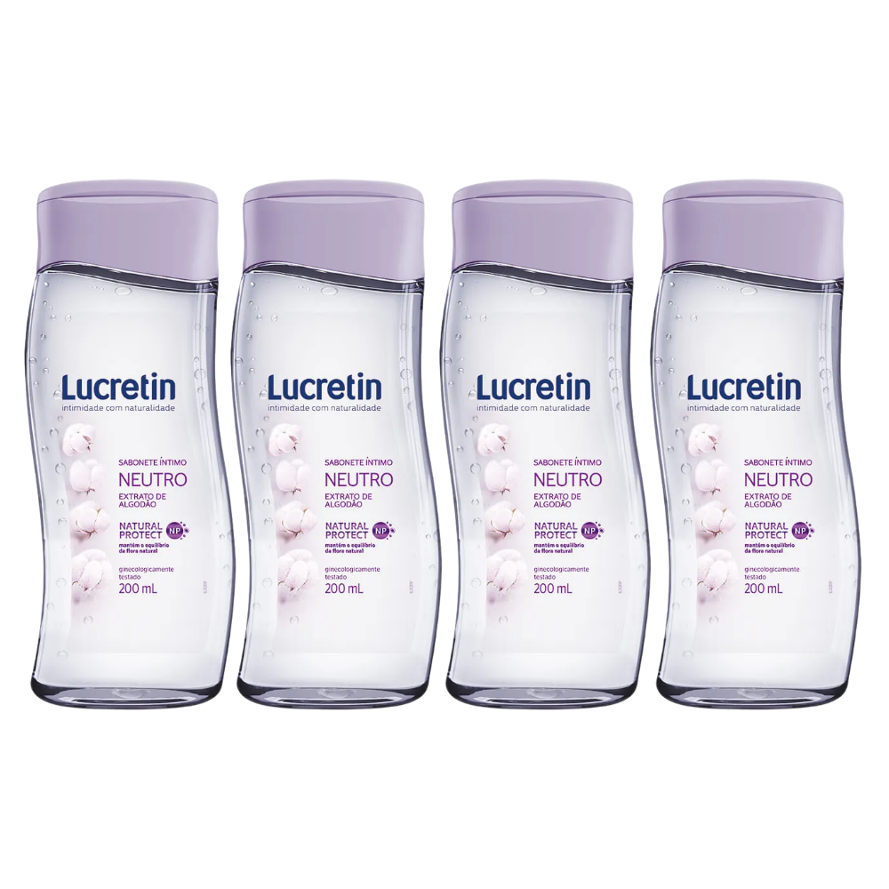 Kit 4 Sabonete Líquido Intimo Lucretin Neutro 200ml