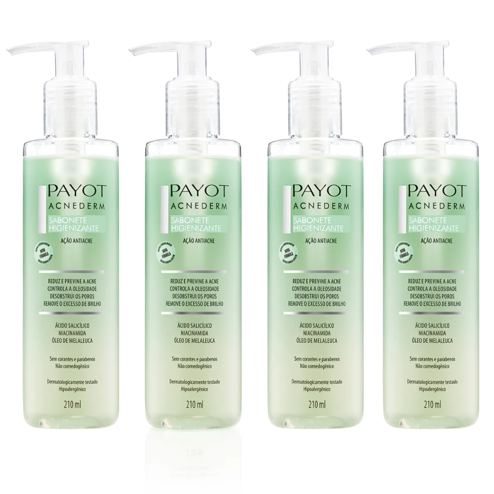 Kit 4 Sabonete Higienizante Antiacne Payot Acnederm 210ml
