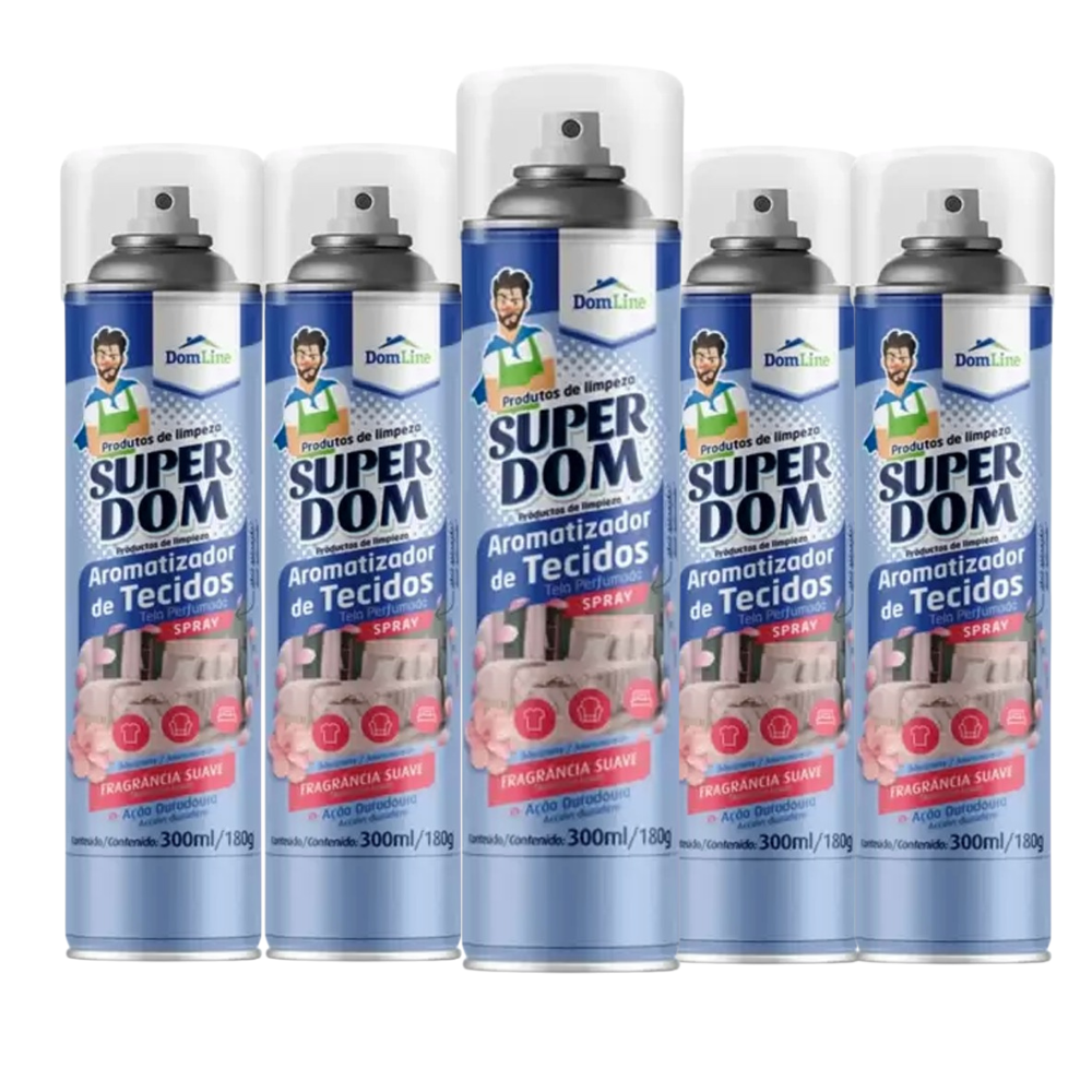 Kit 5 Aromatizador de Tecidos Super Dom Spray Lavanda e Cedro 300ml