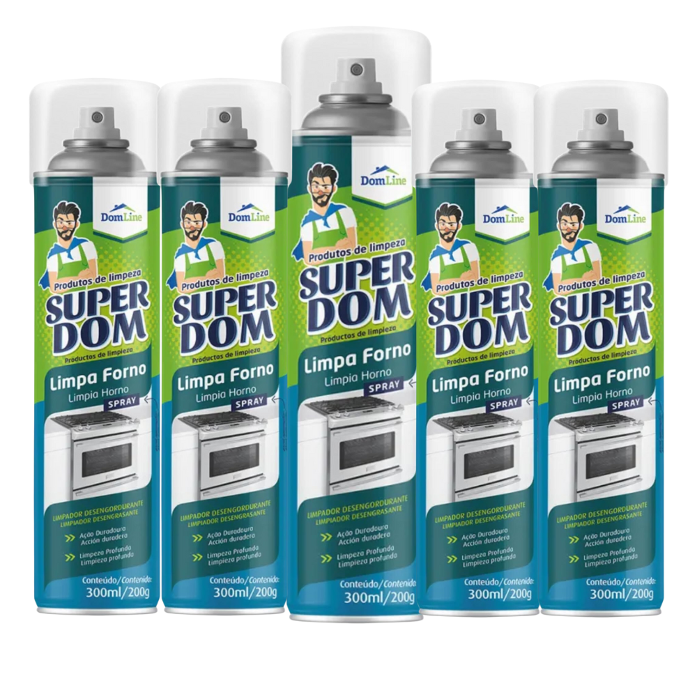 Kit 5 Limpa Forno Super Dom Spray 300ml