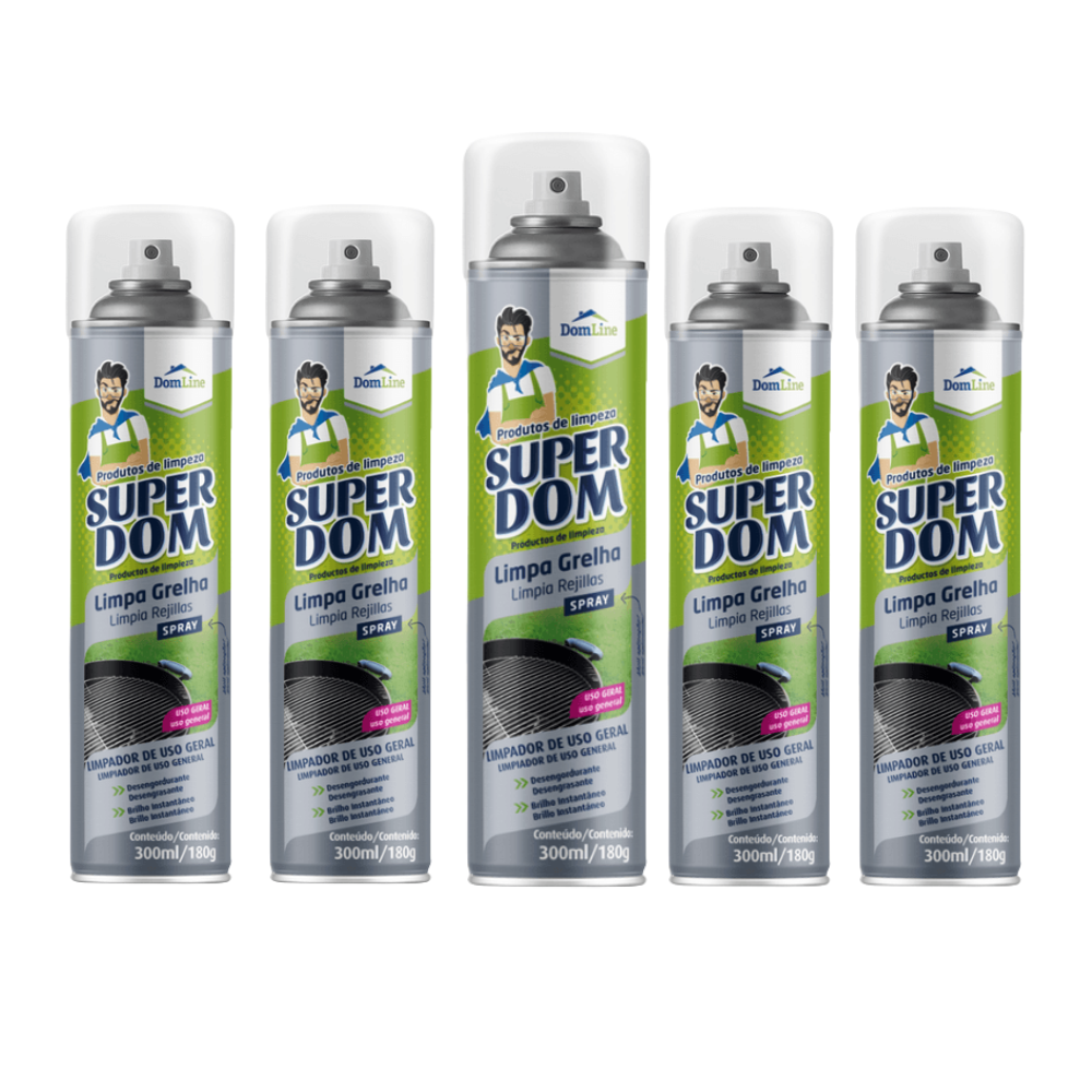 Kit 5 Limpa Grelha Spray Super Dom 250ml