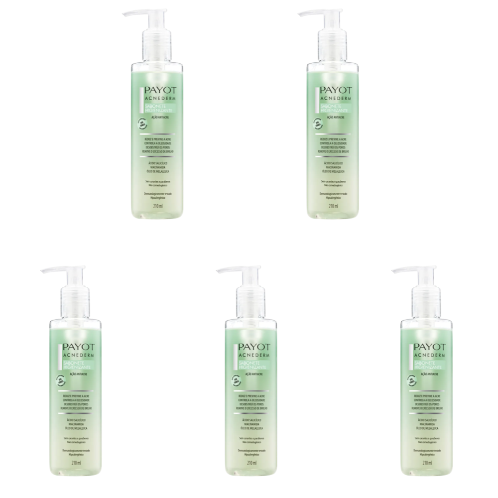 Kit 5 Sabonete Higienizante Antiacne Payot Acnederm 210ml