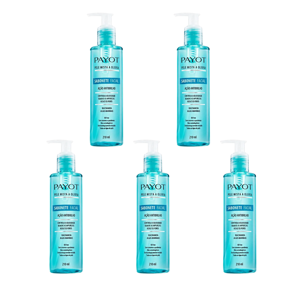 Kit 5 Sabonete Facial Payot Pele Mista e Oleosa 210ml