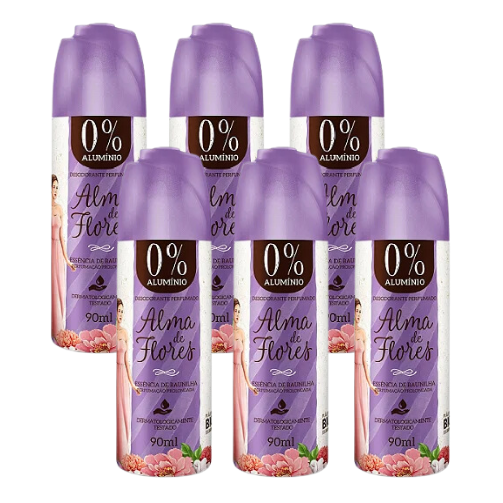 Kit 6 Desodorante Spray Alma de Flores Baunilha 90ml