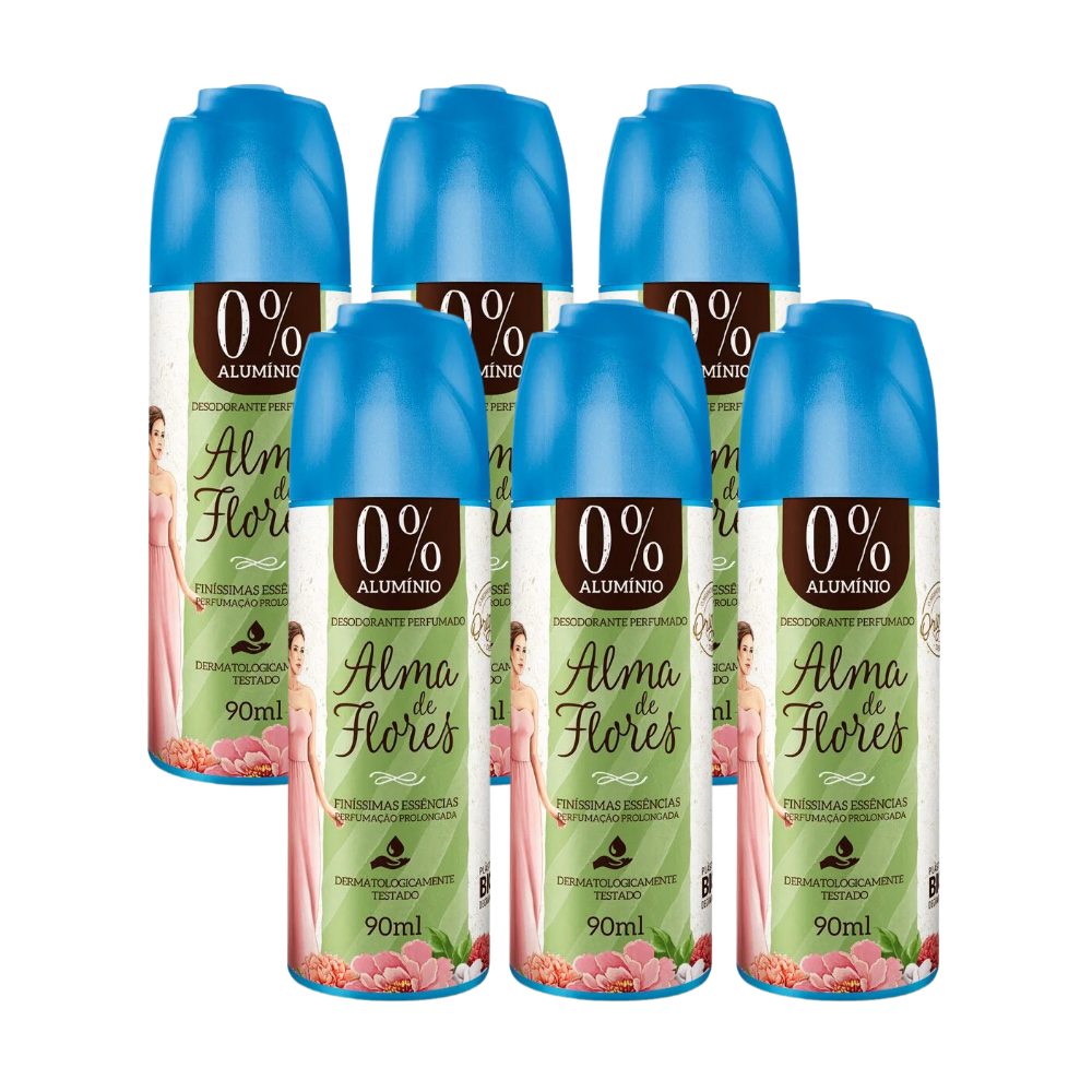 Kit 6 Desodorante Spray Alma de Flores Clássico 90ml