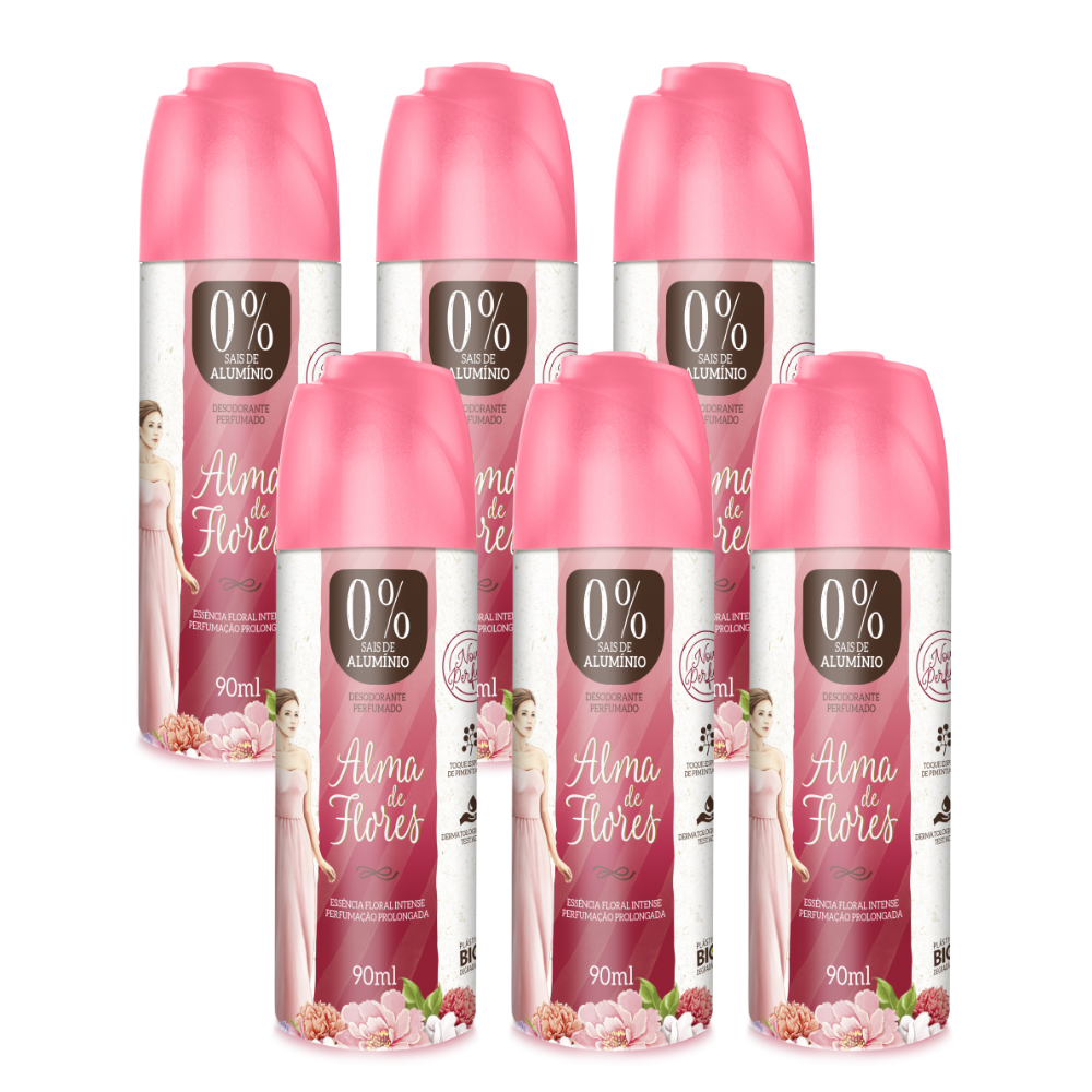 Kit 6 Desodorante Spray Alma de Flores Floral Intense 90ml