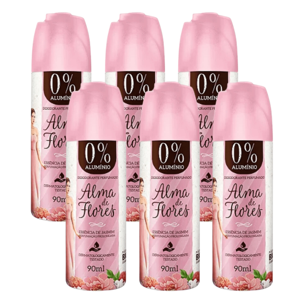 Kit 6 Desodorante Spray Alma de Flores Jasmim 90ml