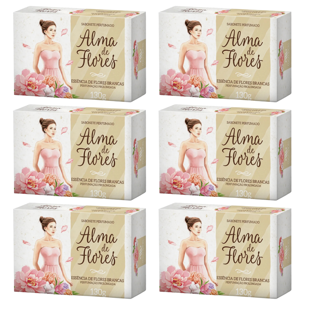 Kit 6 Sabonete Alma de Flores Brancas 130g