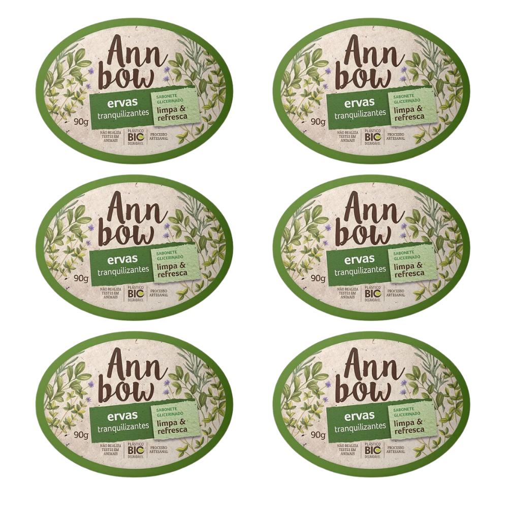 Kit 6 Sabonete Ann Bow Glicerinado Ervas 90g