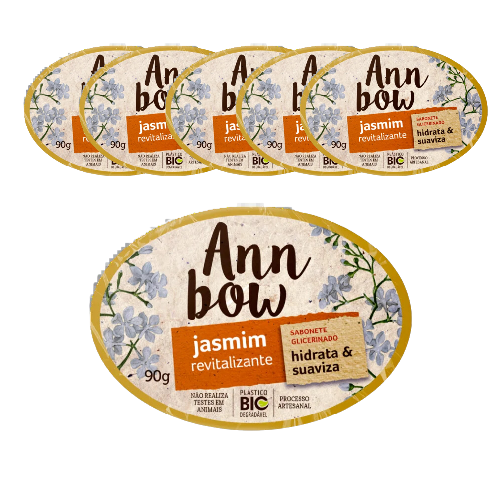 Kit 6 Sabonete Ann Bow Glicerinado Jasmim 90g