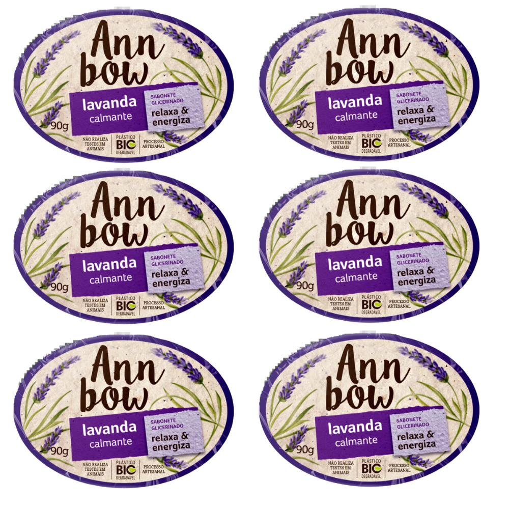 Kit 6 Sabonete Ann Bow Glicerinado Lavanda 90g