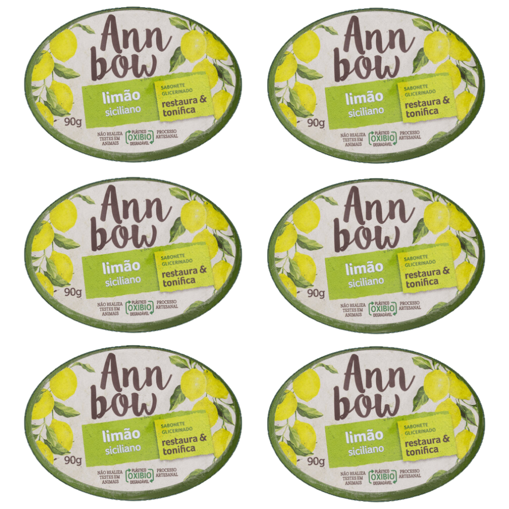 Kit 6 Sabonete Ann Bow Glicerinado Limão Siciliano 90g
