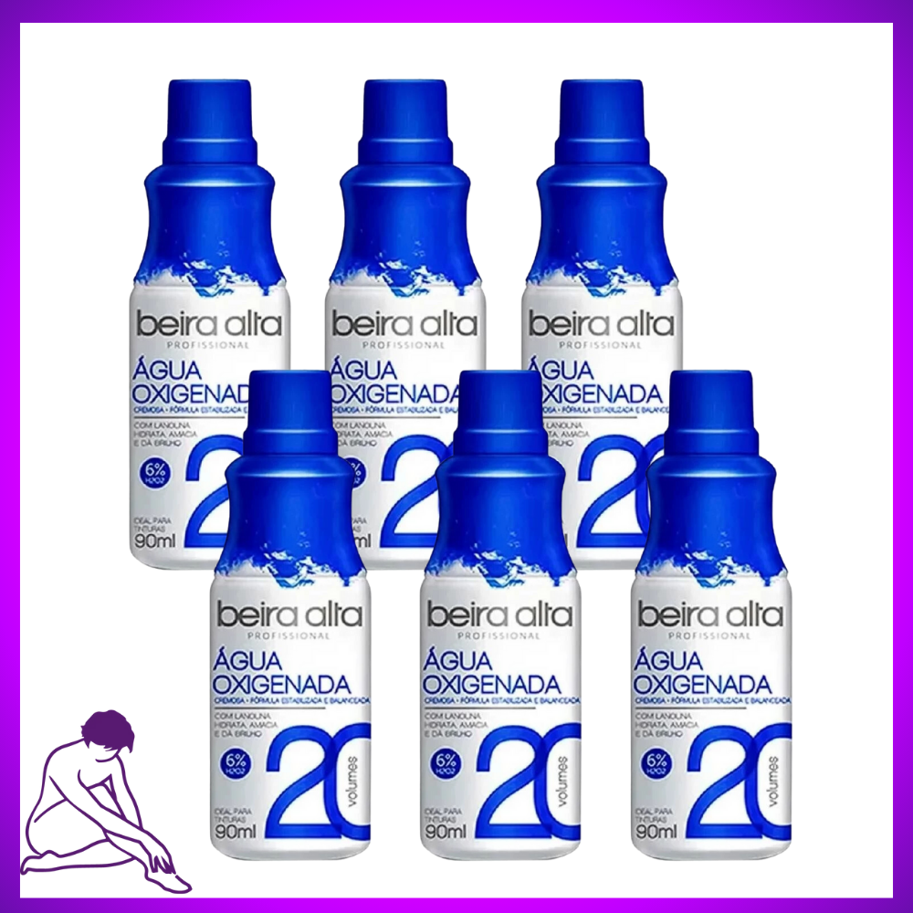 Kit 6 Água Oxigenada Beira Alta 20 Volumes 90ml