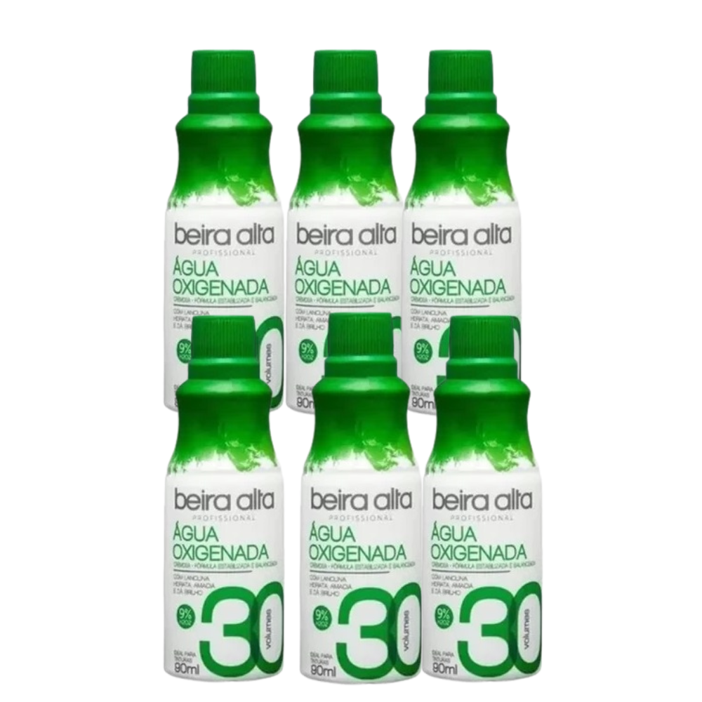 Kit 6 Água Oxigenada Beira Alta 30 Volumes 90ml