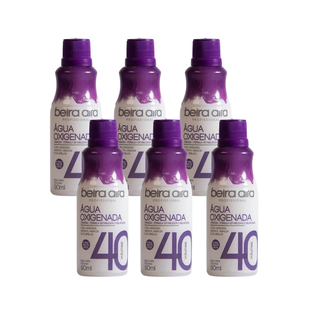 Kit 6 Água Oxigenada Beira Alta 40 Volumes 90ml
