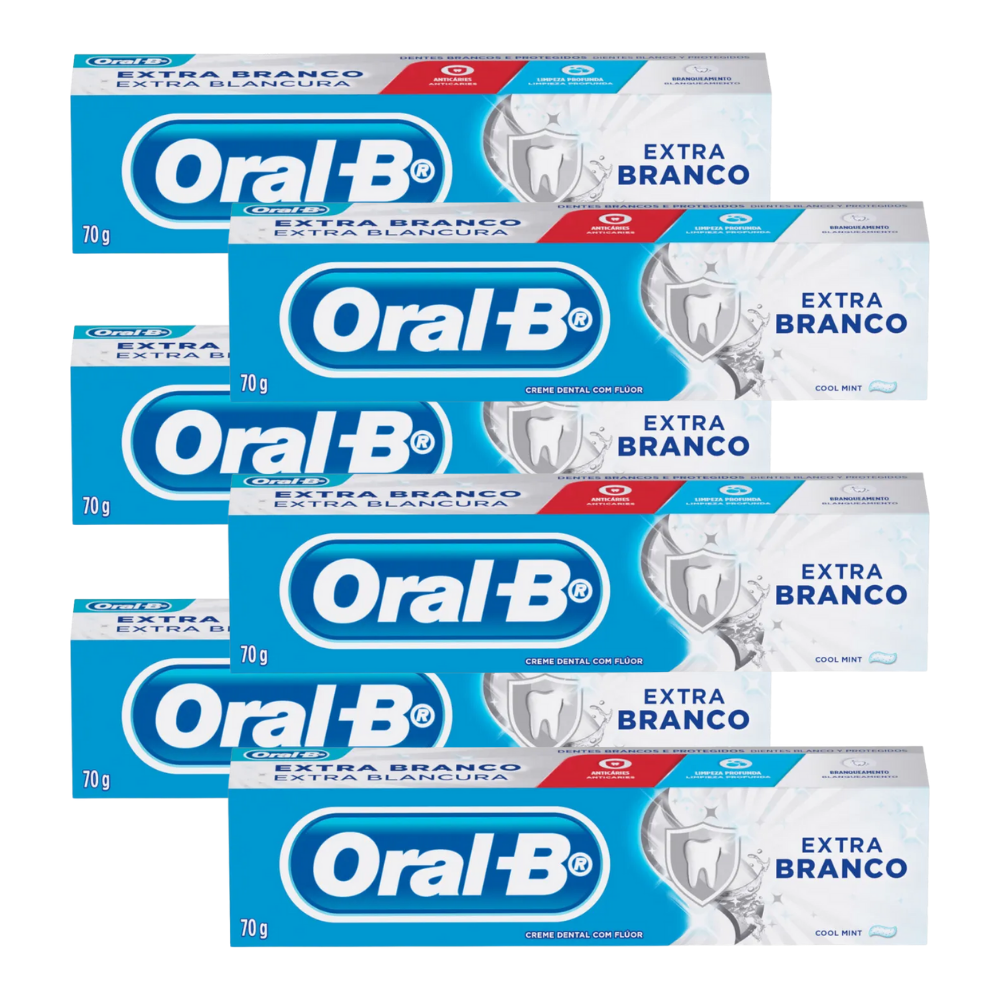 Kit 6 Creme Dental Oral B Extra Branco 70g