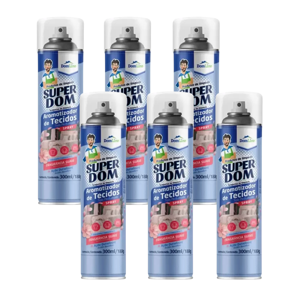 Kit 6 Aromatizador de Tecidos Super Dom Spray Lavanda e Cedro 300ml