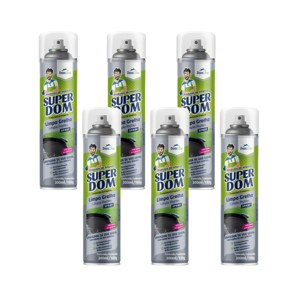 Kit 6 Limpa Grelha Spray Super Dom 250ml