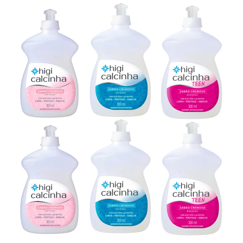 Kit 6 Sabão Cremoso Íntimo Higi Calcinha Mix 300ml