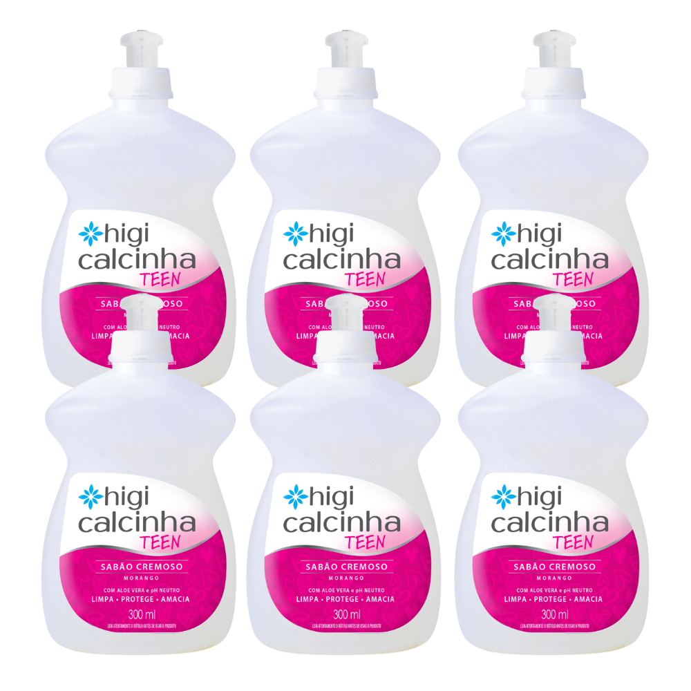 Kit 6 Sabão Cremoso Íntimo Higi Calcinha Teen 300ml