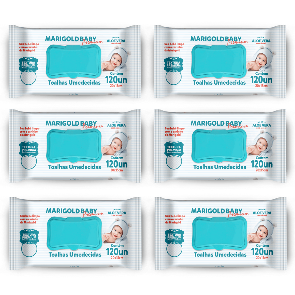 KIT 6 Toalha Umedecida Marigold Baby Premium