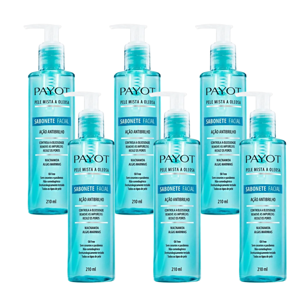 Kit 6 Sabonete Facial Payot Pele Mista e Oleosa 210ml