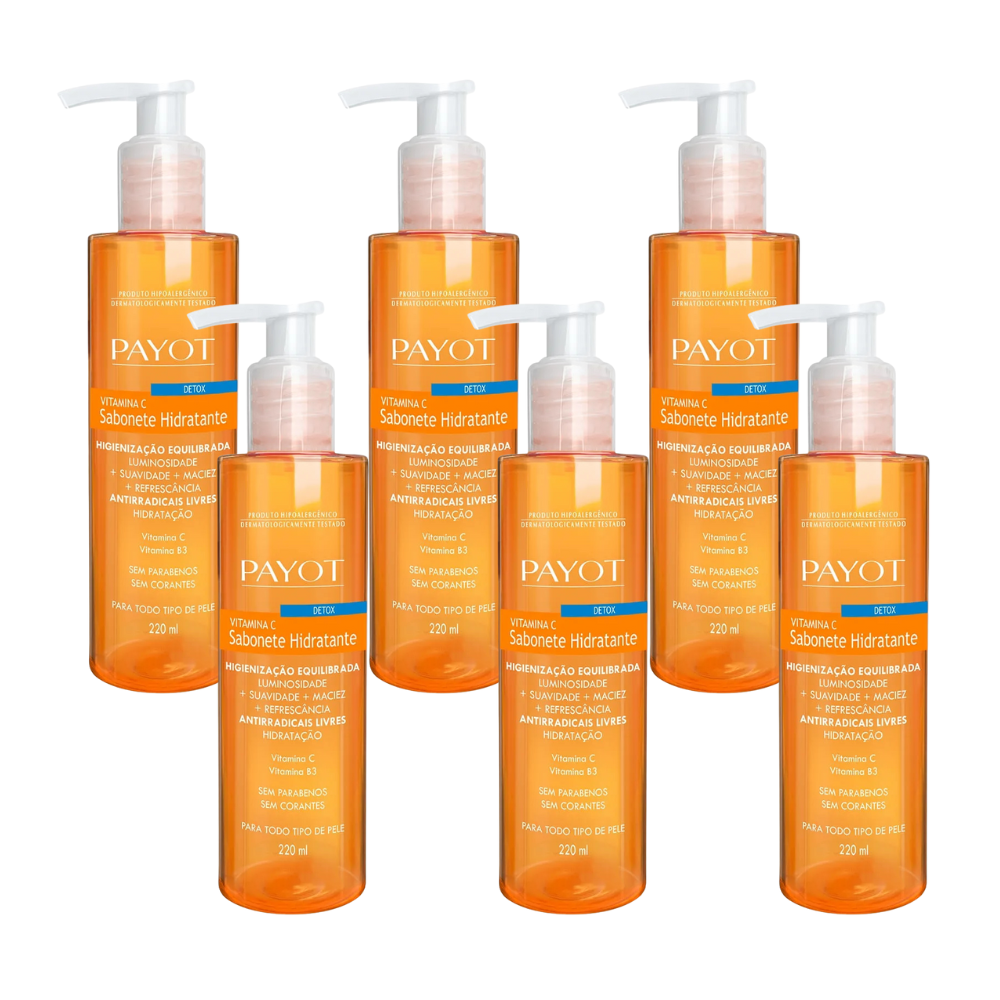 Kit 6 Sabonete Hidratante Payot Vitamina C Detox 220ml