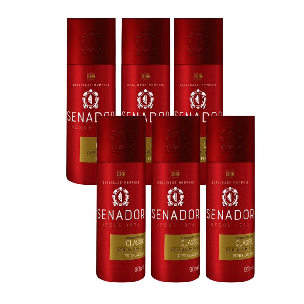 Kit 6 Desodorante Spray Senador Classic 90ml