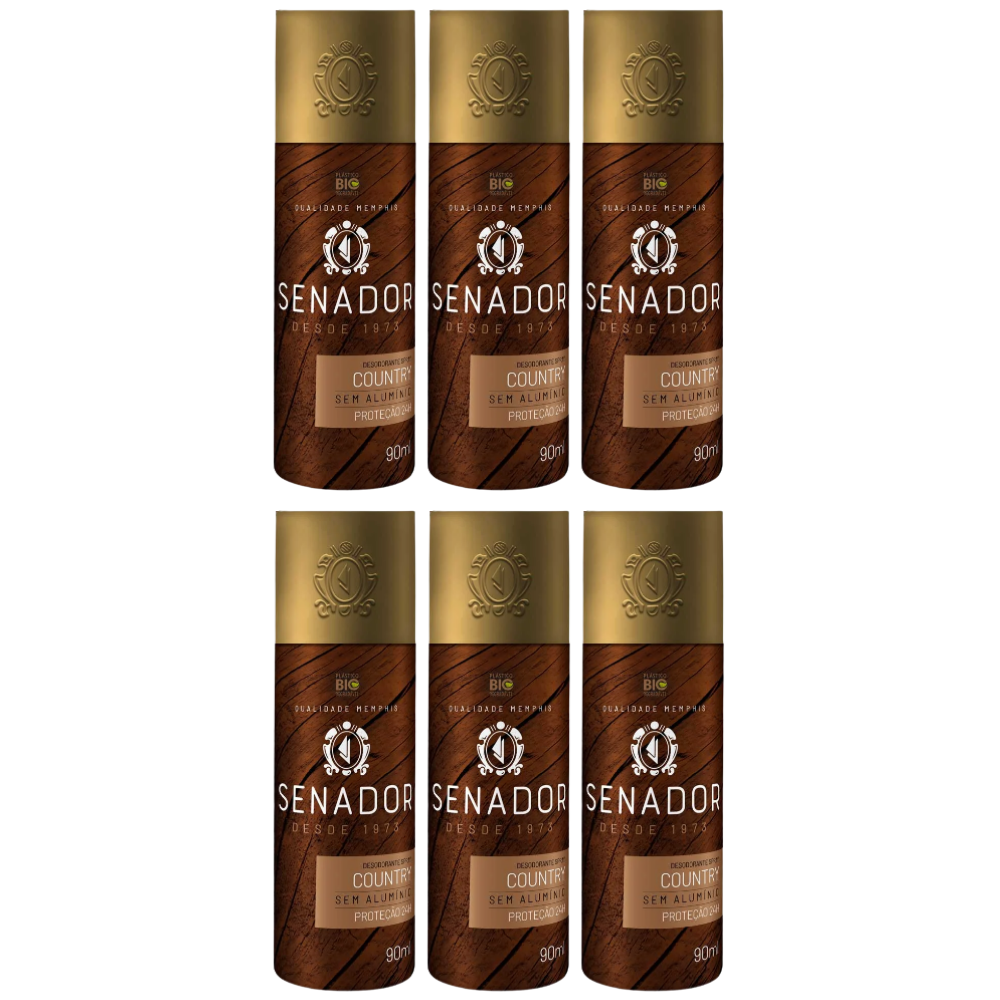 Kit 6 Desodorante Spray Senador Country 90ml