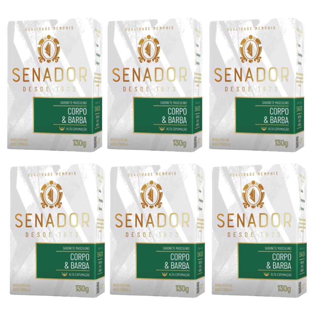 KIT 6 Sabonete Senador Corpo E Barba 130g