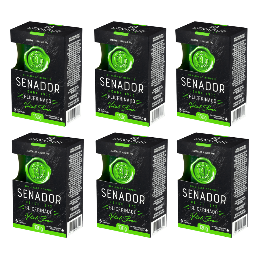 Kit 6 Sabonete Senador Glicerinado Vital Stone 130g