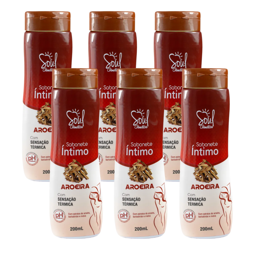 Kit 6 Sabonete Liquido Íntimo Soul Aroeira 200ml