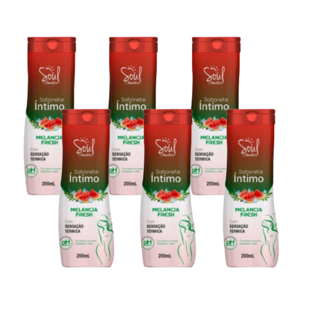 Kit 6 Sabonete Liquido Íntimo Soul Melancia Fresh 200ml