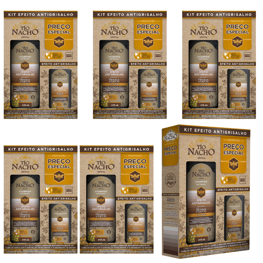 6 Kit Tio Nacho Antigrisalho Shampoo 415ml e Condicionador 200ml