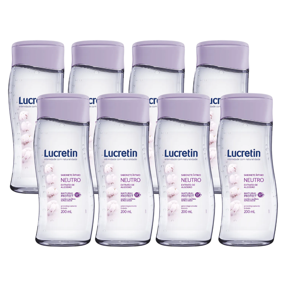 Kit 8 Sabonete Líquido Intimo Lucretin Neutro 200ml
