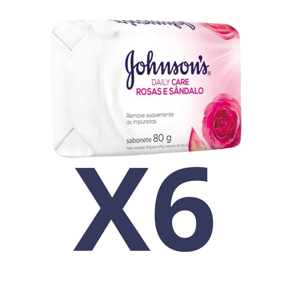 KIT 06 Sabonete Johnson Rosas e Sândalo
