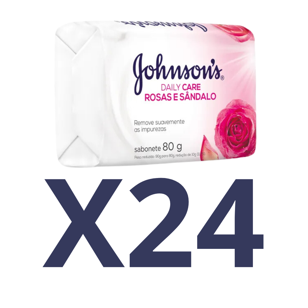 KIT 24 Sabonete Johnson Rosas e Sândalo