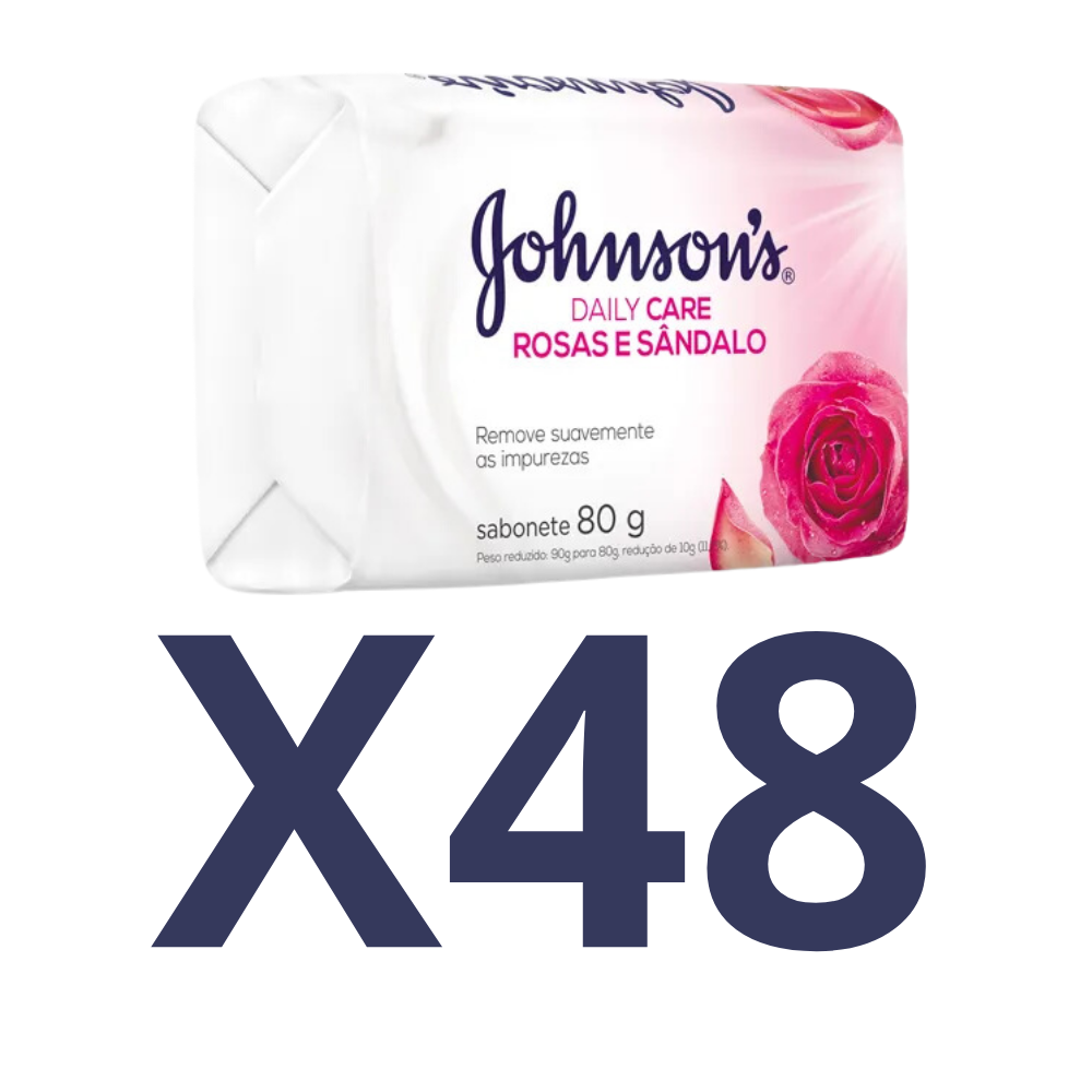 KIT 48 Sabonete Johnson Rosas e Sândalo