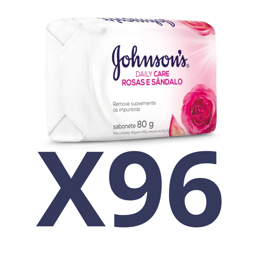 KIT 96 Sabonete Johnson Rosas e Sândalo