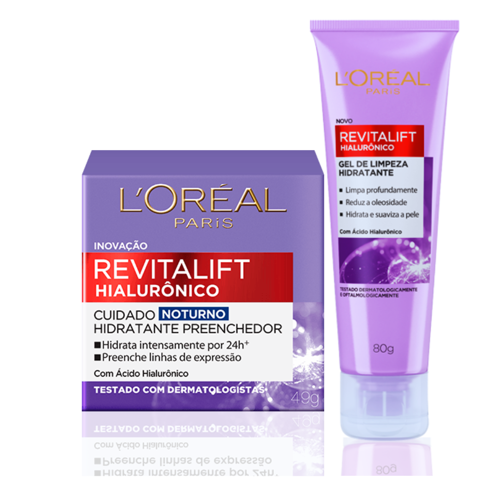 Kit Revitalift Hialurônico Noturno + Gel de Limpeza Facial L'Oréal Paris
