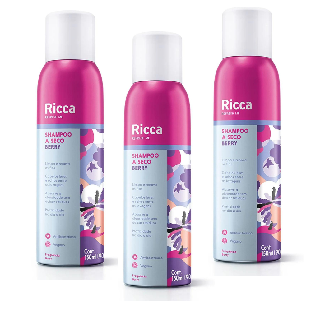 Kit 3 Shampoo a Seco Ricca Menta 150ml