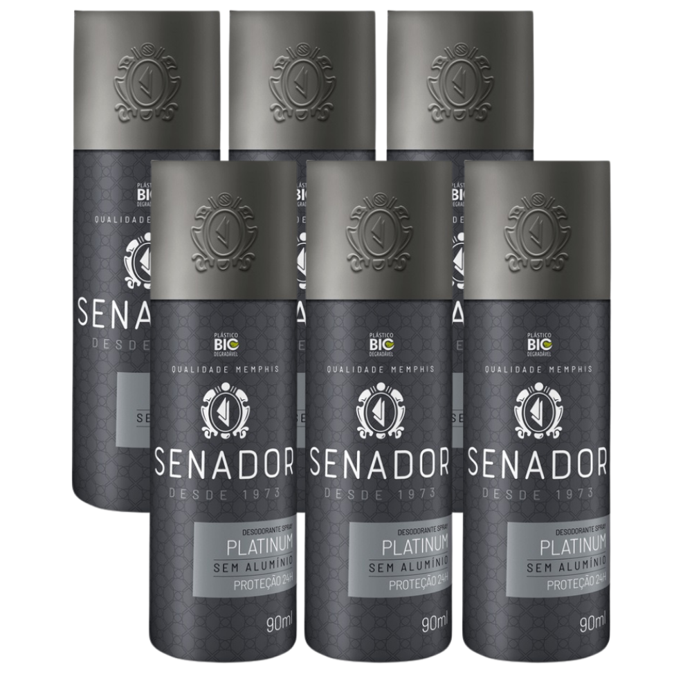 Kit Desodorante Spray Senador 90ml - PLATINUM - 6
