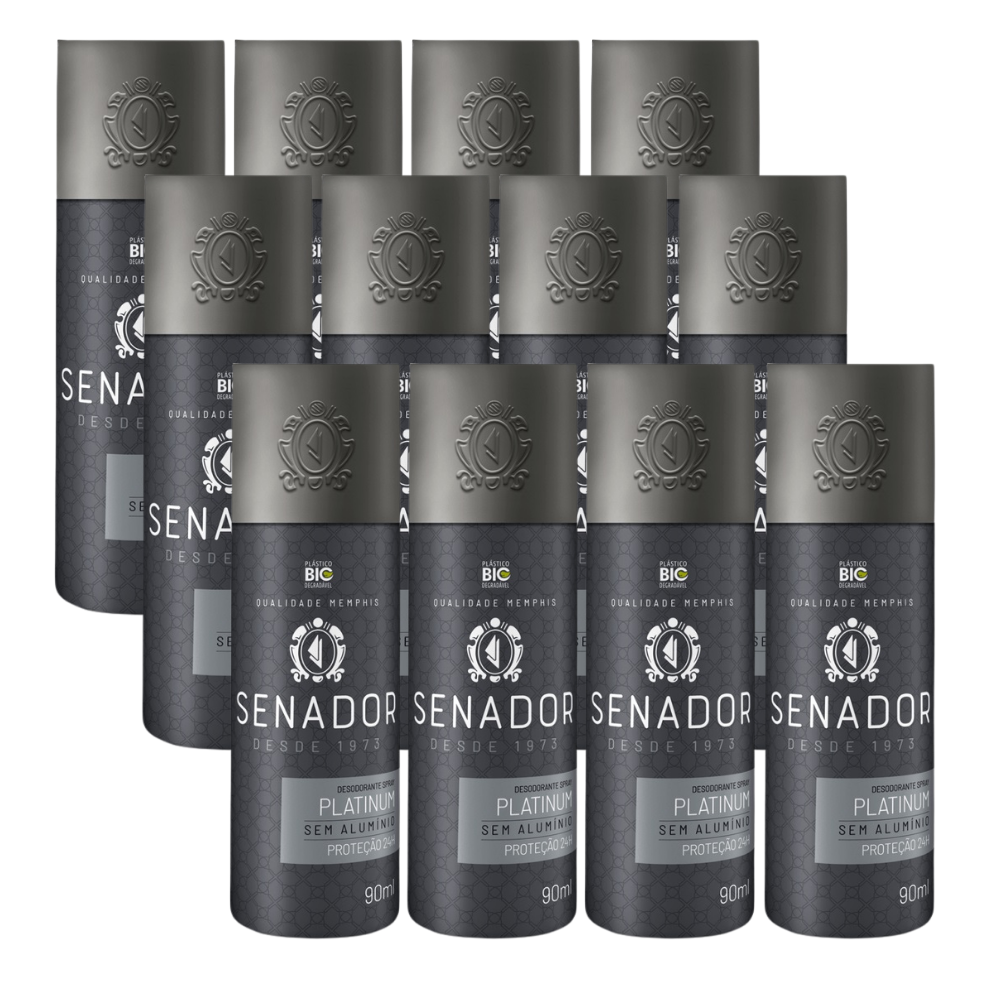 Kit Desodorante Spray Senador 90ml - PLATINUM - 12