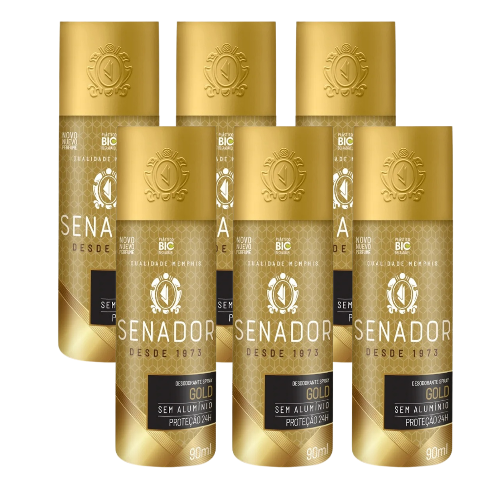 Kit Desodorante Spray Senador 90ml - GOLD - 6